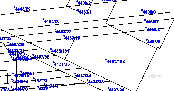 Parcela st. 4483/16 v KÚ Vracov, Katastrální mapa