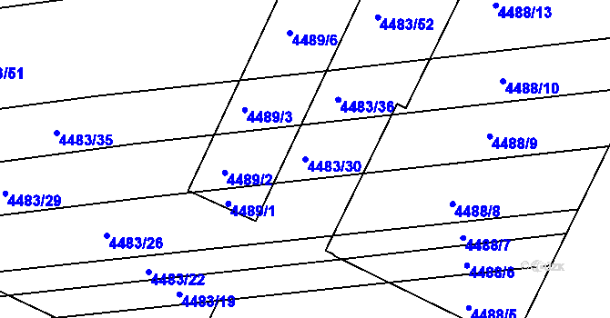 Parcela st. 4483/30 v KÚ Vracov, Katastrální mapa