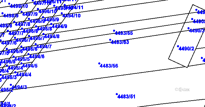 Parcela st. 4483/61 v KÚ Vracov, Katastrální mapa