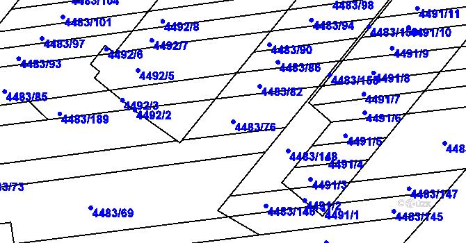 Parcela st. 4483/76 v KÚ Vracov, Katastrální mapa