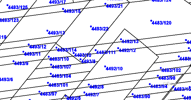 Parcela st. 4483/111 v KÚ Vracov, Katastrální mapa