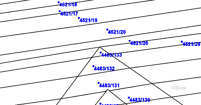 Parcela st. 4483/133 v KÚ Vracov, Katastrální mapa
