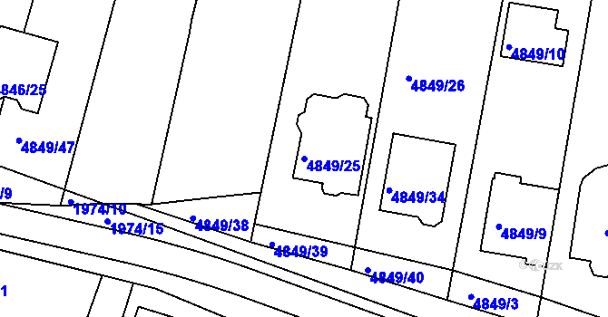 Parcela st. 4849/25 v KÚ Vracov, Katastrální mapa