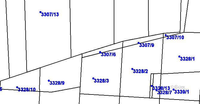 Parcela st. 3307/6 v KÚ Vracov, Katastrální mapa