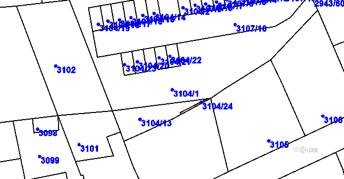 Parcela st. 3104/1 v KÚ Vracov, Katastrální mapa