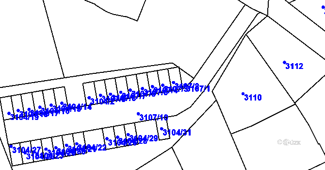 Parcela st. 3107/3 v KÚ Vracov, Katastrální mapa