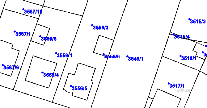 Parcela st. 3556/6 v KÚ Vracov, Katastrální mapa