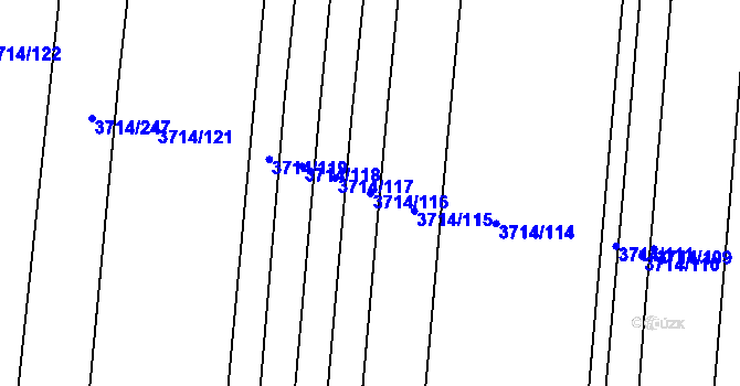 Parcela st. 3714/116 v KÚ Vracov, Katastrální mapa