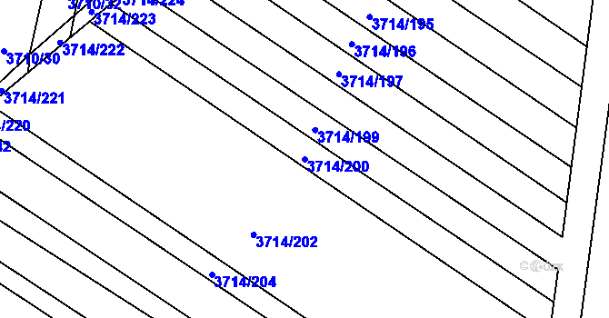 Parcela st. 3714/200 v KÚ Vracov, Katastrální mapa