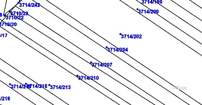 Parcela st. 3714/205 v KÚ Vracov, Katastrální mapa