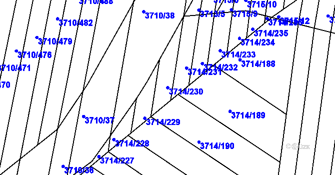 Parcela st. 3714/230 v KÚ Vracov, Katastrální mapa