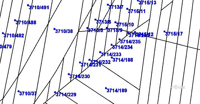 Parcela st. 3714/233 v KÚ Vracov, Katastrální mapa