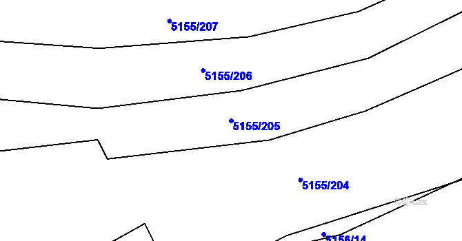 Parcela st. 5155/205 v KÚ Vracov, Katastrální mapa
