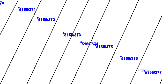 Parcela st. 5155/374 v KÚ Vracov, Katastrální mapa