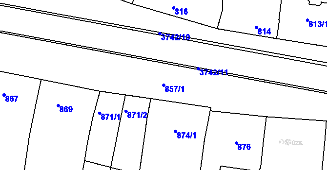 Parcela st. 857/1 v KÚ Vracov, Katastrální mapa