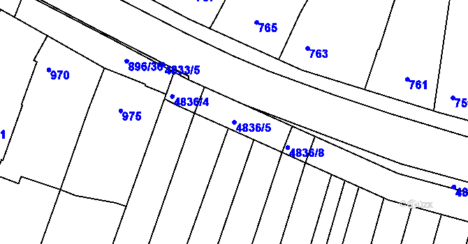 Parcela st. 4836/5 v KÚ Vracov, Katastrální mapa