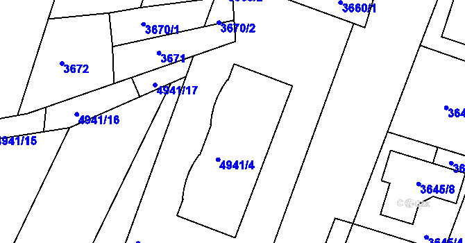 Parcela st. 4941/4 v KÚ Vracov, Katastrální mapa