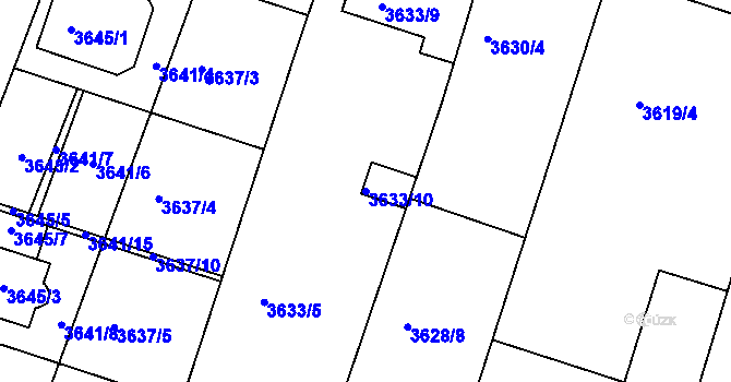 Parcela st. 3633/10 v KÚ Vracov, Katastrální mapa