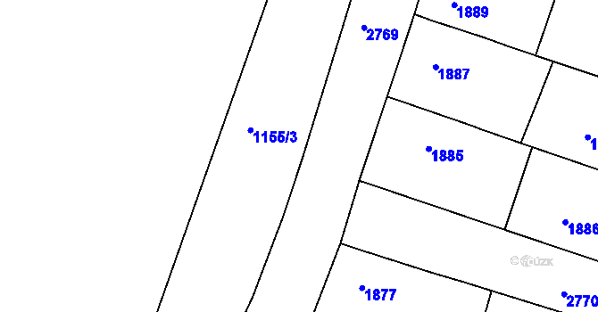 Parcela st. 1155/1 v KÚ Vracov, Katastrální mapa