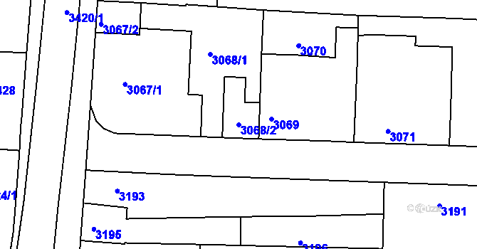 Parcela st. 3068/2 v KÚ Vracov, Katastrální mapa