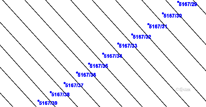 Parcela st. 5167/34 v KÚ Vracov, Katastrální mapa