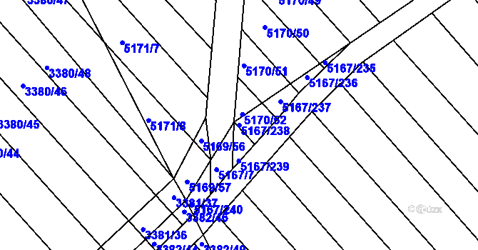 Parcela st. 5167/238 v KÚ Vracov, Katastrální mapa
