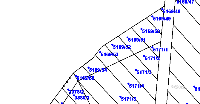 Parcela st. 5169/53 v KÚ Vracov, Katastrální mapa