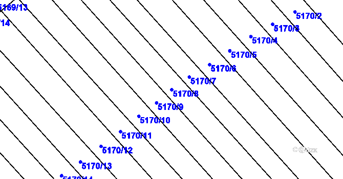 Parcela st. 5170/8 v KÚ Vracov, Katastrální mapa