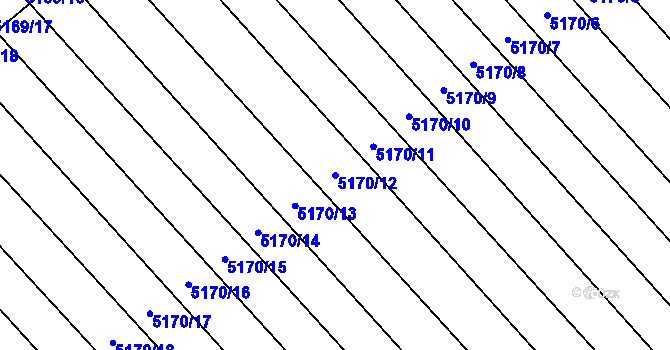 Parcela st. 5170/12 v KÚ Vracov, Katastrální mapa