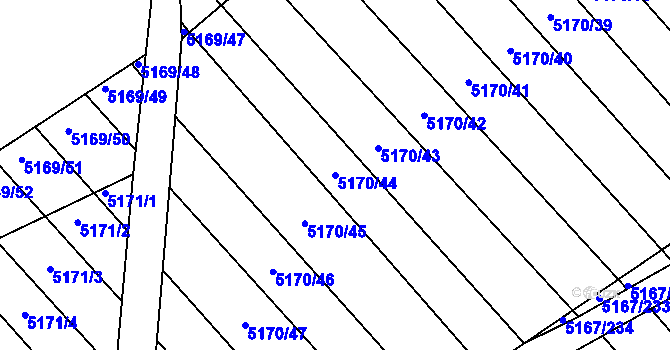 Parcela st. 5170/44 v KÚ Vracov, Katastrální mapa