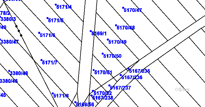Parcela st. 5170/50 v KÚ Vracov, Katastrální mapa