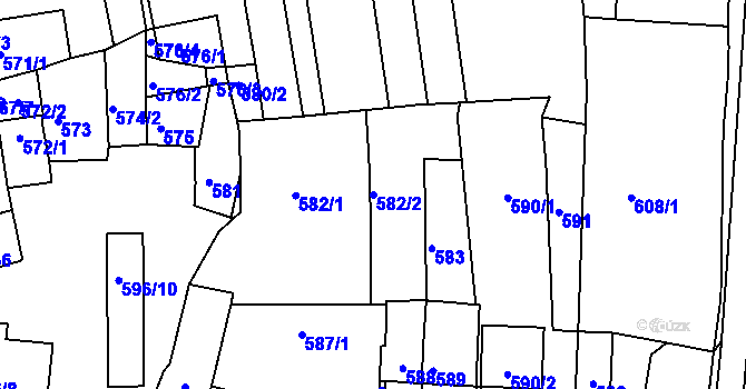 Parcela st. 582/2 v KÚ Vracov, Katastrální mapa