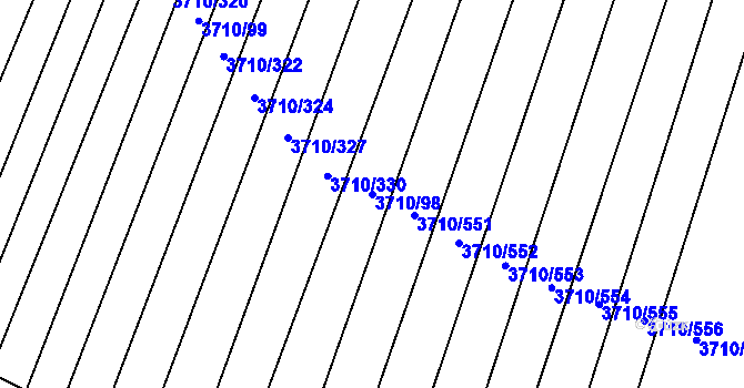 Parcela st. 3710/98 v KÚ Vracov, Katastrální mapa