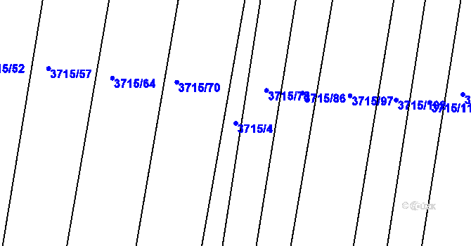 Parcela st. 3715/4 v KÚ Vracov, Katastrální mapa
