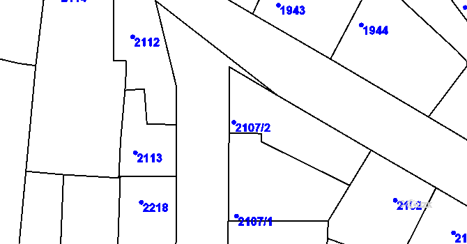Parcela st. 2107/2 v KÚ Vracov, Katastrální mapa