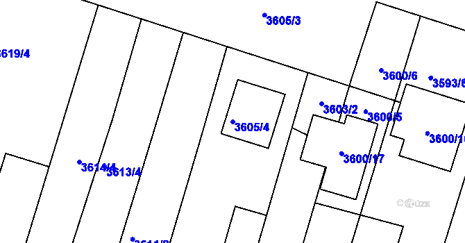 Parcela st. 3605/4 v KÚ Vracov, Katastrální mapa