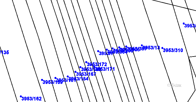 Parcela st. 3953/7 v KÚ Vracov, Katastrální mapa