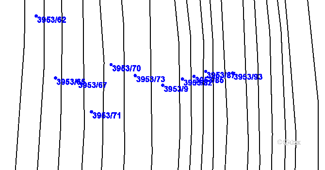 Parcela st. 3953/9 v KÚ Vracov, Katastrální mapa