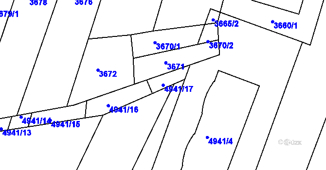 Parcela st. 4941/17 v KÚ Vracov, Katastrální mapa