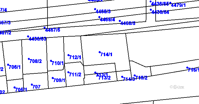 Parcela st. 714/1 v KÚ Vracov, Katastrální mapa
