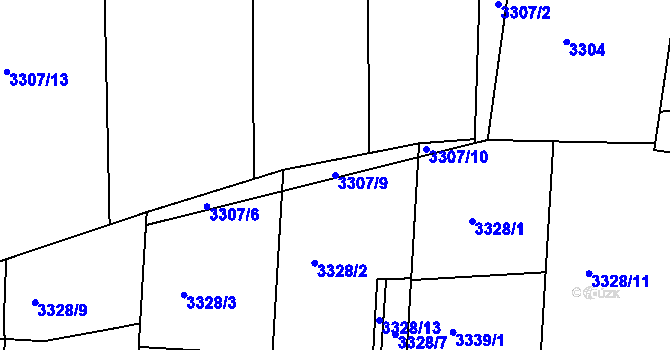 Parcela st. 3307/9 v KÚ Vracov, Katastrální mapa