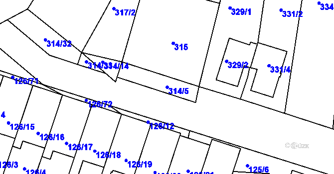 Parcela st. 314/5 v KÚ Vracov, Katastrální mapa
