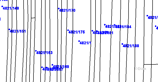 Parcela st. 4821/1 v KÚ Vracov, Katastrální mapa
