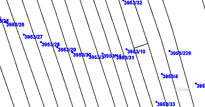 Parcela st. 3953/11 v KÚ Vracov, Katastrální mapa