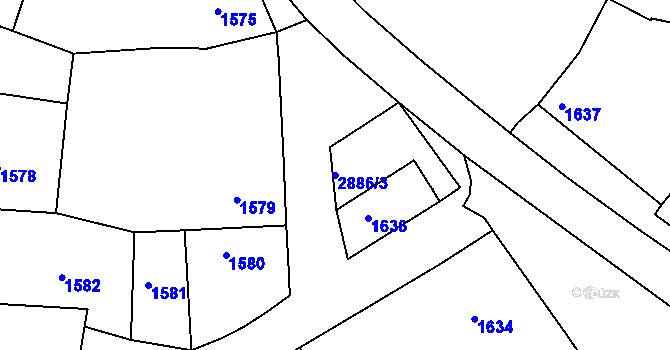 Parcela st. 2886/3 v KÚ Vracov, Katastrální mapa