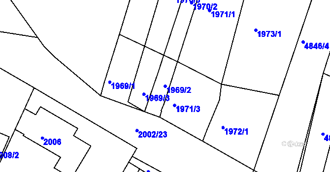 Parcela st. 1969/2 v KÚ Vracov, Katastrální mapa