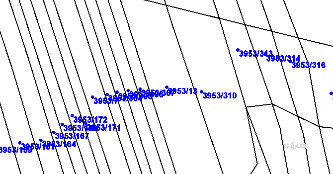 Parcela st. 3953/13 v KÚ Vracov, Katastrální mapa