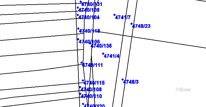 Parcela st. 4741/4 v KÚ Vracov, Katastrální mapa