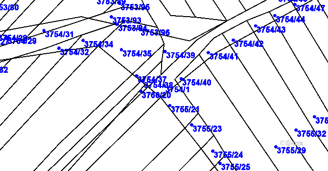Parcela st. 3754/1 v KÚ Vracov, Katastrální mapa