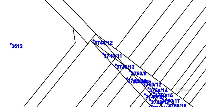 Parcela st. 3748/11 v KÚ Vracov, Katastrální mapa